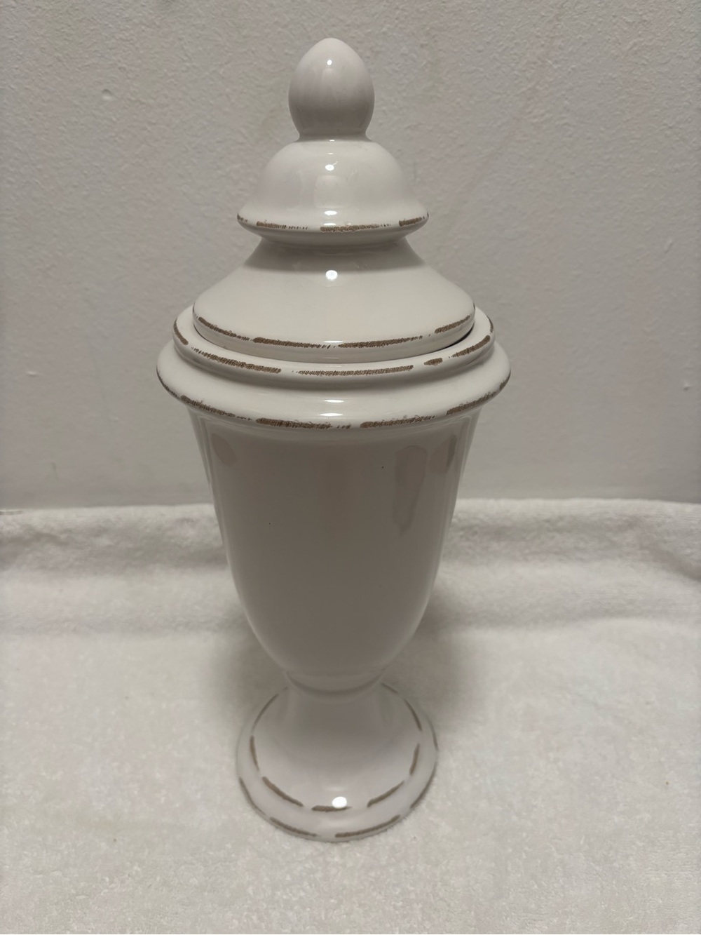 White Decorative Lidded Cannister Jar - White